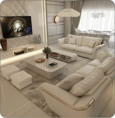 Comfortable office with plants, wooden desk, and two black chairs